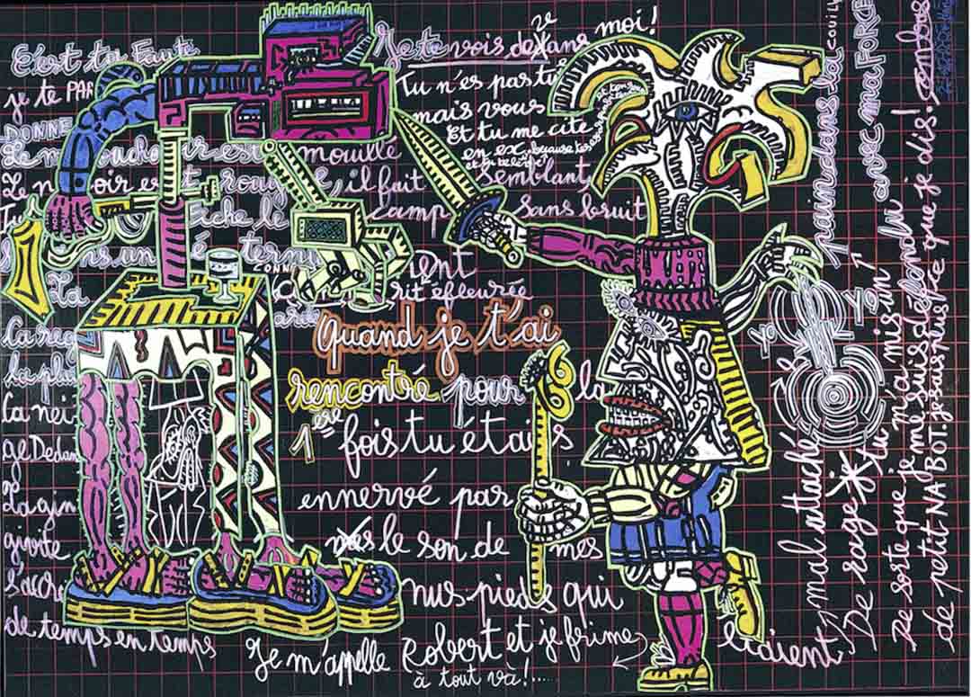 huile sur toile de robert combas avec motif 