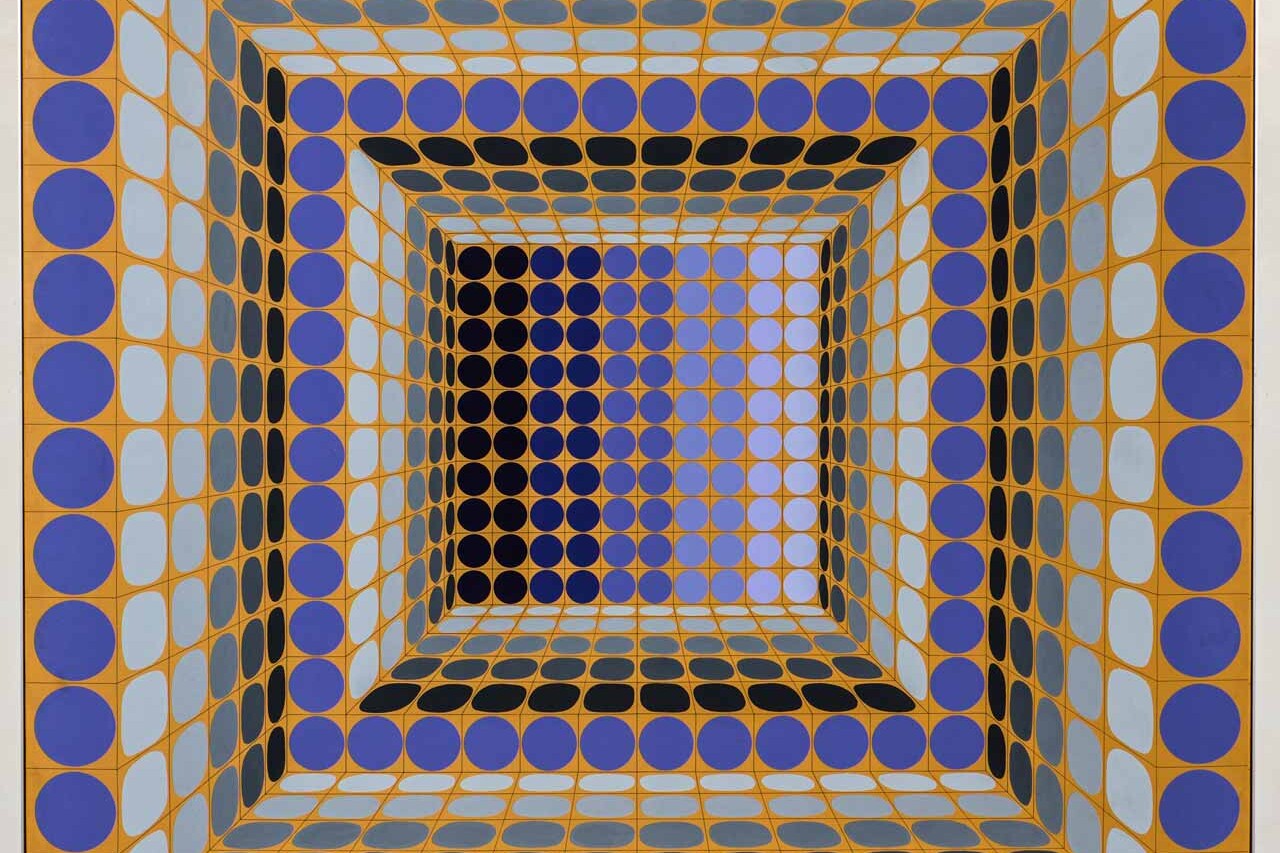victor vasarely, dynn, 1982, acrylique sur toile,art moderne, modern art, abstraction géométrique, geometric abstraction, peinture, painting