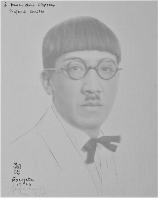 Portrait noir et blanc de Léonard Foujita