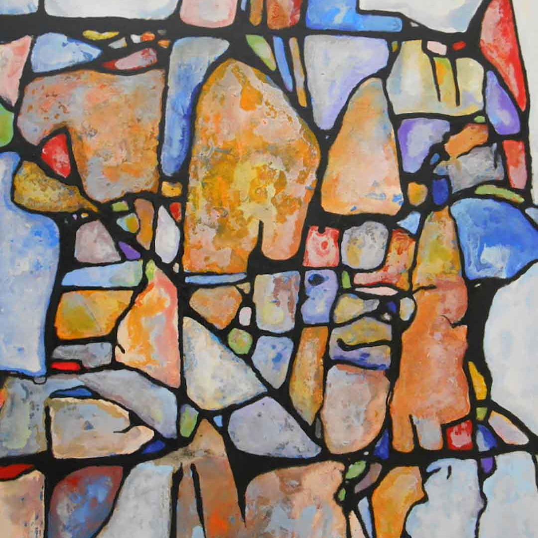 Tableau abstrait multicolore contemporain - LindaF'Art