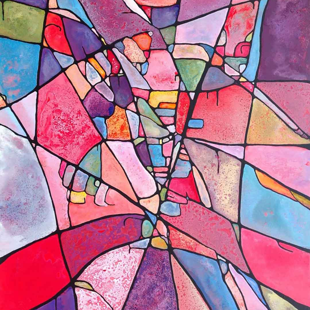Tableau abstrait multicolore contemporain - LindaF'Art
