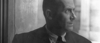 Portrait de profil de Joan Miro en noir et blanc de