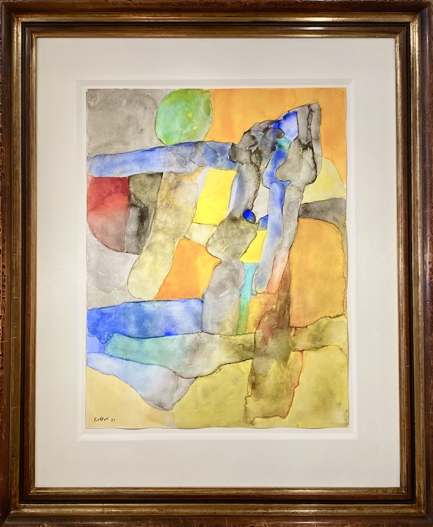 Aquarelle sur papier de Maurice Estève dans un cadre avec verre musée