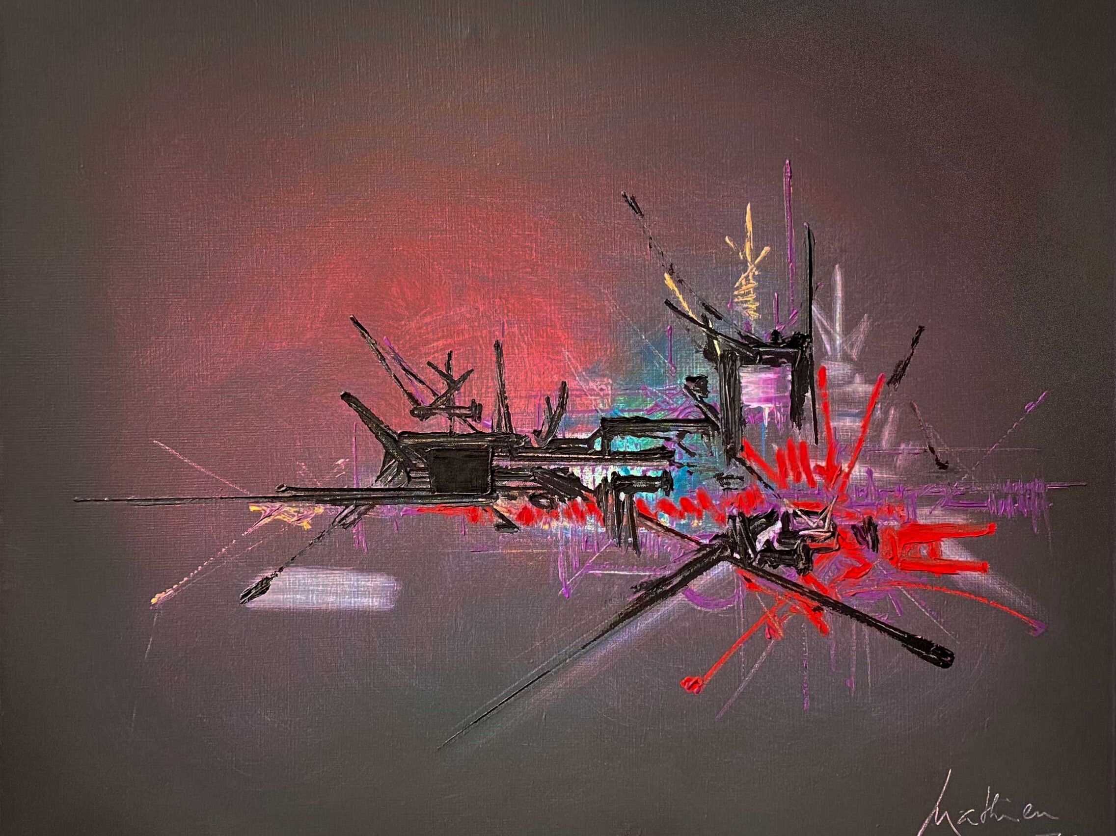 Huile sur toile le Mytil&egrave;ne de Georges Mathieu