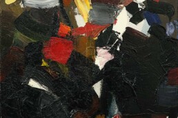 huile sur toile vert marron de Jean Miotte de 1960