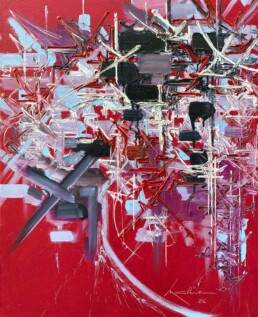 Détresse Vaincue de Georges Mathieu rouge de 1986
