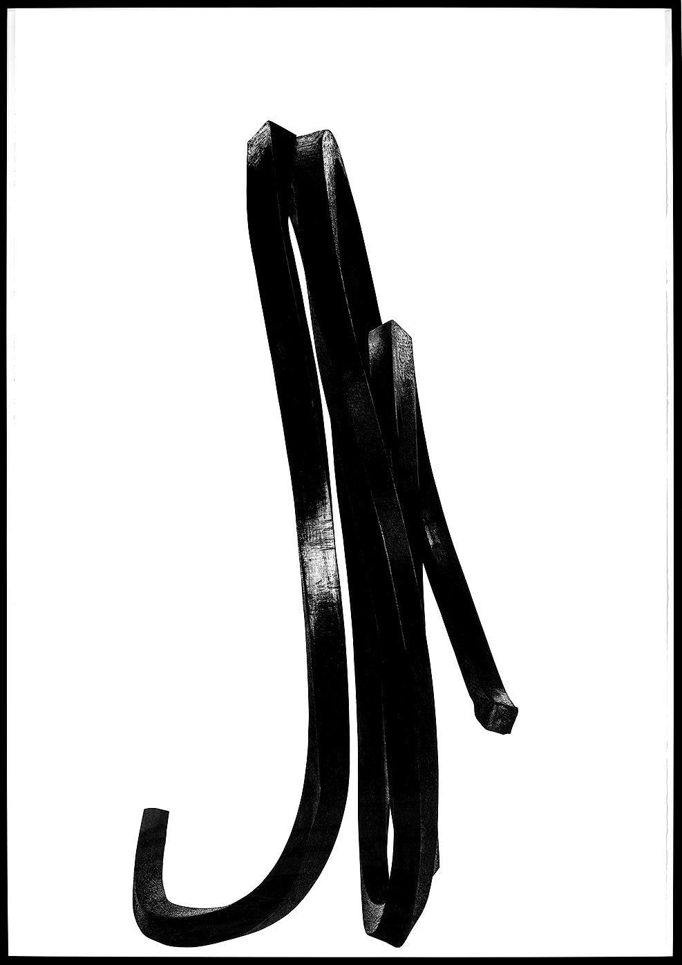 Dessin au fusain de Bernar Venet artiste contemporain noir et blanc