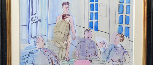 Gouache sur papier de 1936 de Raoul Dufy intitulée Le Conseil de Révision