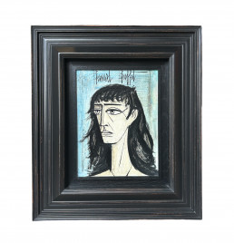 Tête de Femme huile sur isorel de 1979 de Bernard Buffet