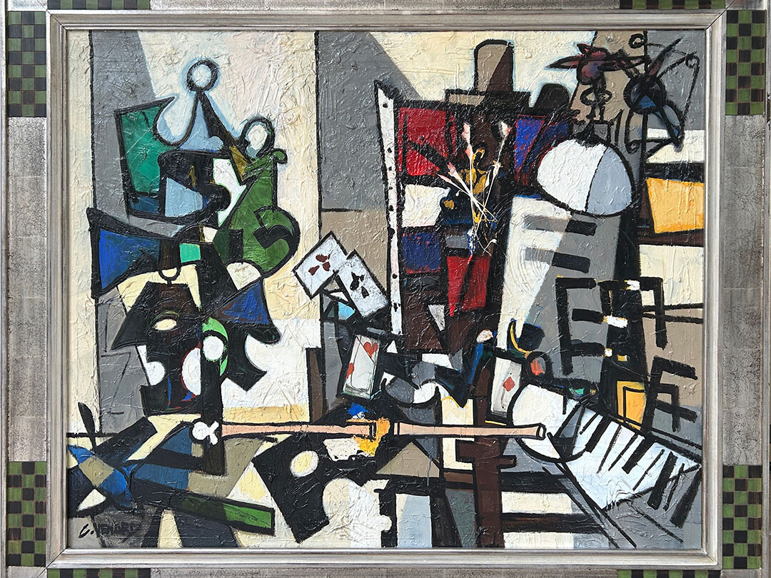 Huile sur toile représentant l'atelier de Venard de 1962