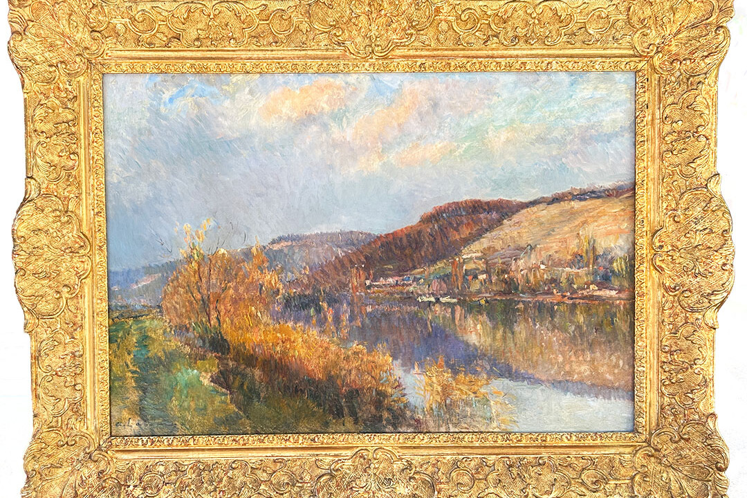 Huile sur toile d'Alberge Lebourg Vue d'une Rivière