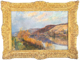 Huile sur toile d'Alberge Lebourg Vue d'une Rivière