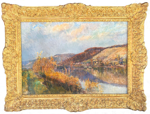 Huile sur toile d'Alberge Lebourg Vue d'une Rivière
