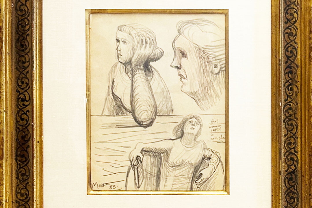 Crayon et encre sur papier de 1955 du sculpteur britanique que Henry Moore