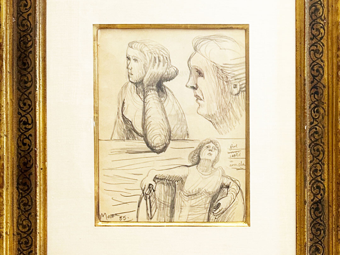 Crayon et encre sur papier de 1955 du sculpteur britanique que Henry Moore
