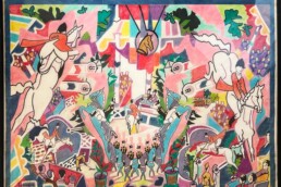 Oeuvre de Charles Lapicque repésentant une scène de concours hippique