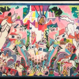 Oeuvre de Charles Lapicque repésentant une scène de concours hippique