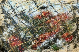 Acrylique sur toile jean-jacquet marie vert rouge et beige
