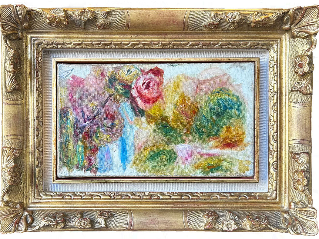 Composition fleur et paysage huile sur toile de Pierre_Auguste Renoir