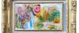 Composition fleur et paysage huile sur toile de Pierre_Auguste Renoir