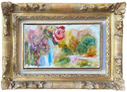 Composition fleur et paysage huile sur toile de Pierre_Auguste Renoir