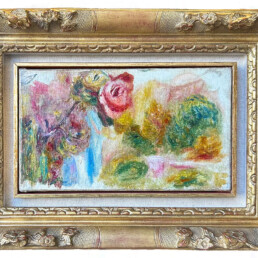 Composition fleur et paysage huile sur toile de Pierre_Auguste Renoir