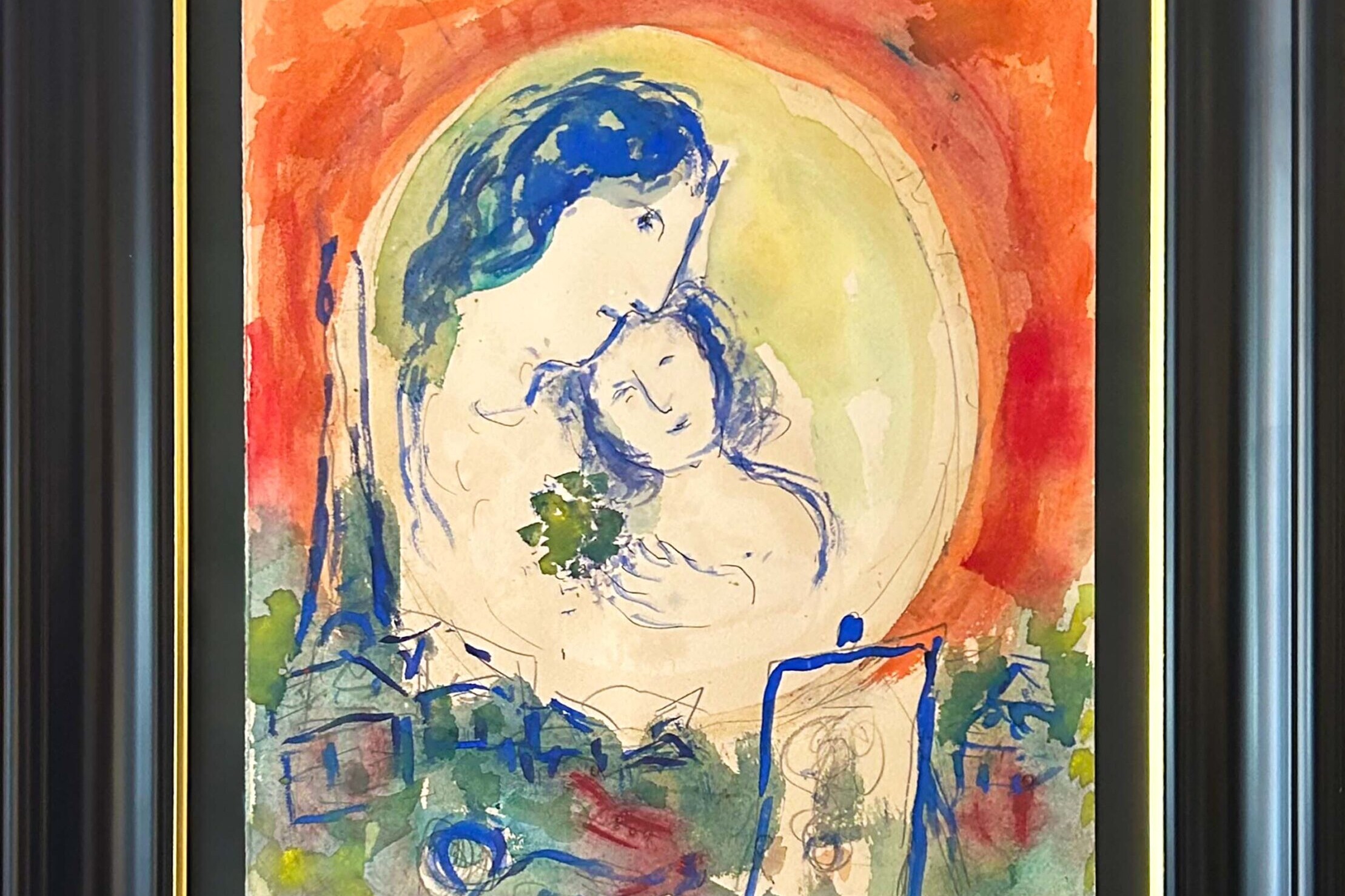 Gouache représentant Maternité de Marc Chagall 1967