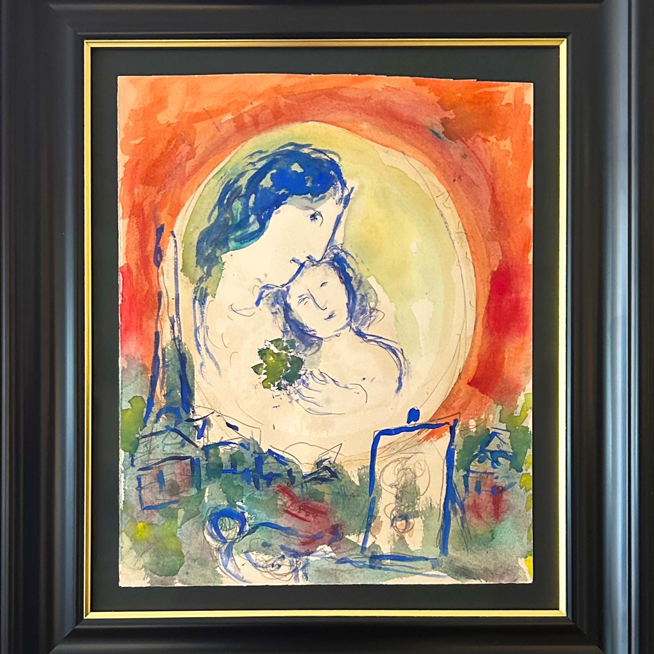 Gouache représentant Maternité de Marc Chagall 1967