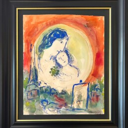 Gouache représentant Maternité de Marc Chagall 1967